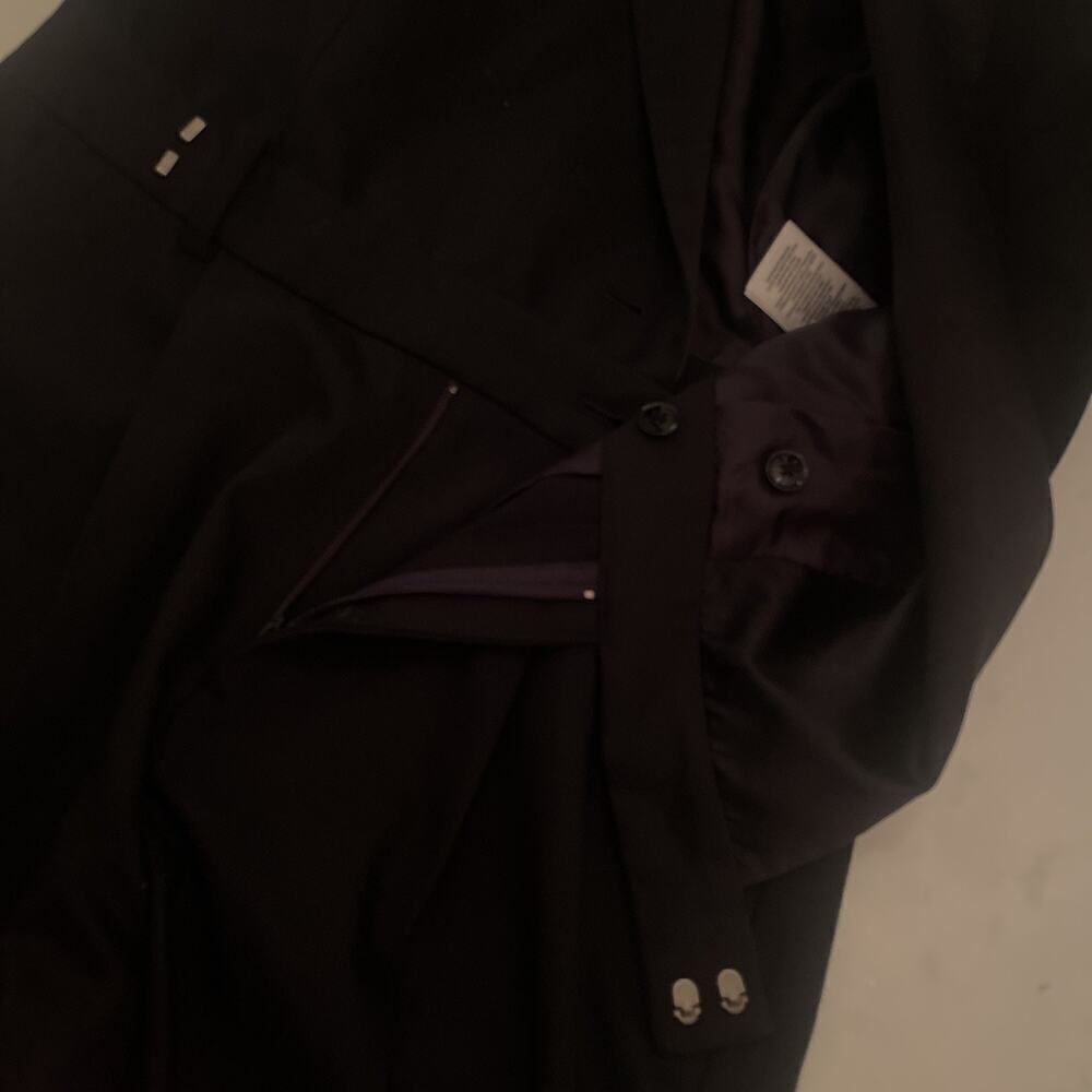 Ralph Lauren Tuxedo Jumpsuit Black Wool Long Sleeve 0 Straight Leg Silk Lapels - Picture 6 of 12